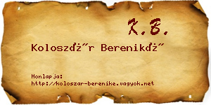 Koloszár Bereniké névjegykártya